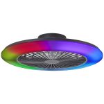 Brilliant Salerno Ceiling Fan Plastic Black 54W 6800lm - 830-865 CCT+RGB | 577mm - Remote Control Dimmable
