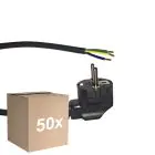Multipack 50x Noxion Power Supply Cable Black - Schuko Europlug + Open Ends - 2m - 3 pole 0,75mm2